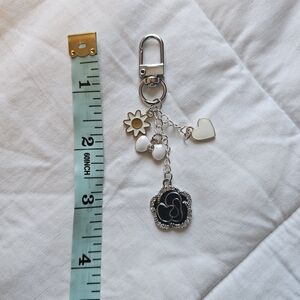 Elegant Silver and Black Keychain Charm